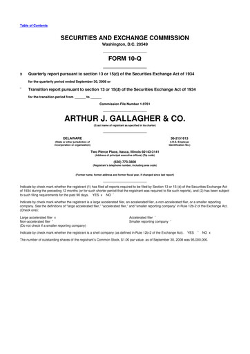 Vorschaubild Arthur J. Gallagher & Co.
 10-Q Quartalsbericht  