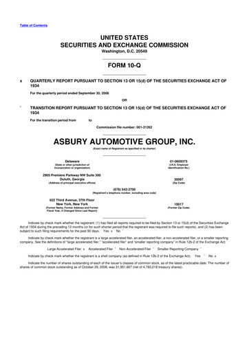 Thumbnail Asbury Automotive Group 10-Q Quarterly Report FY 