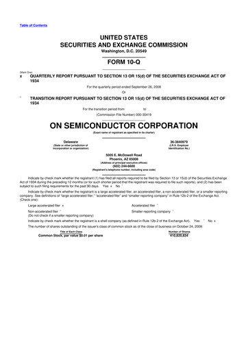Thumbnail ON Semiconductor 10-Q Quarterly Report FY 