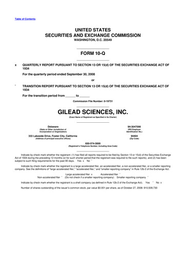 Thumbnail Gilead Sciences 10-Q Quarterly Report FY 