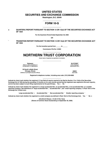 Thumbnail Northern Trust
 10-Q Quarterly Report FY 