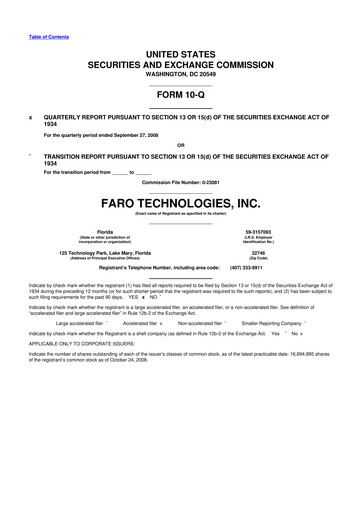 Thumbnail Faro Technologies
 10-Q Quarterly Report FY 