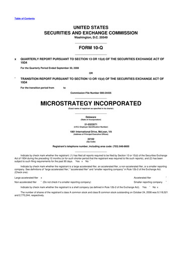 Thumbnail Strategy 
 (MicroStrategy) 10-Q Quarterly Report FY 