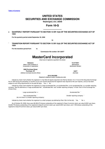 Thumbnail Mastercard 10-Q Quarterly Report FY 
