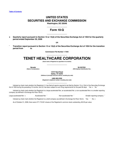 Thumbnail Tenet Healthcare 10-Q Quarterly Report FY 