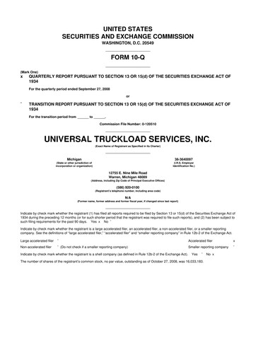 Thumbnail Universal Logistics Holdings 10-Q Quarterly Report FY 