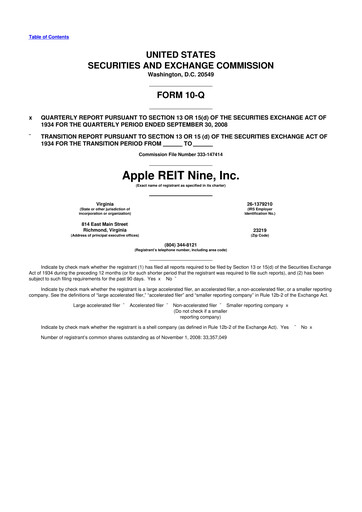 Vorschaubild Apple Hospitality REIT
 10-Q Quartalsbericht  