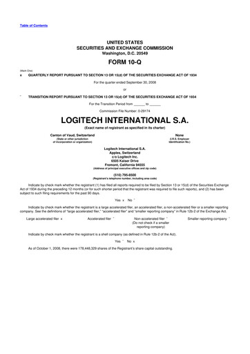 Thumbnail Logitech 10-Q Quarterly Report FY 