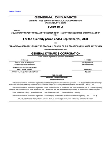 Thumbnail General Dynamics 10-Q Quarterly Report FY 