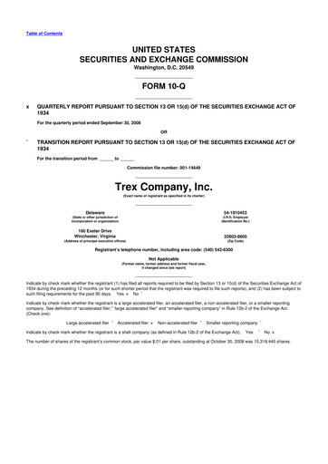 Miniature Trex 10-Q Rapport trimestriel  