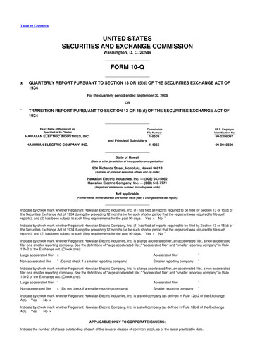 Thumbnail Hawaiian Electric Industries 10-Q Quarterly Report FY 