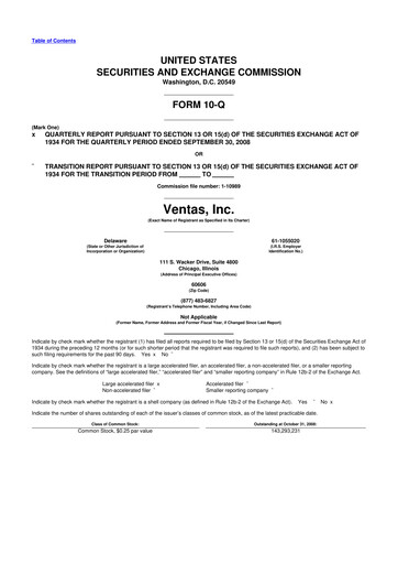 Thumbnail Ventas 10-Q Quarterly Report FY 