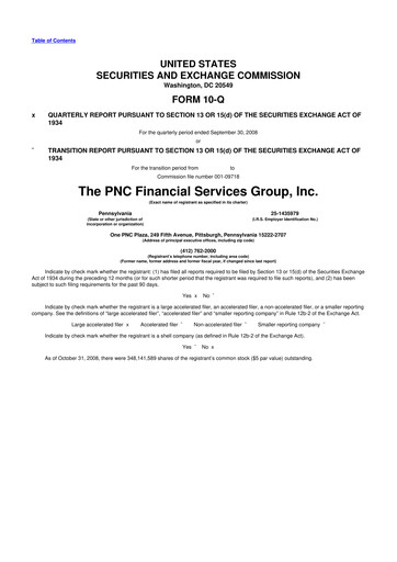 Thumbnail PNC Financial Services 10-Q Quarterly Report FY 