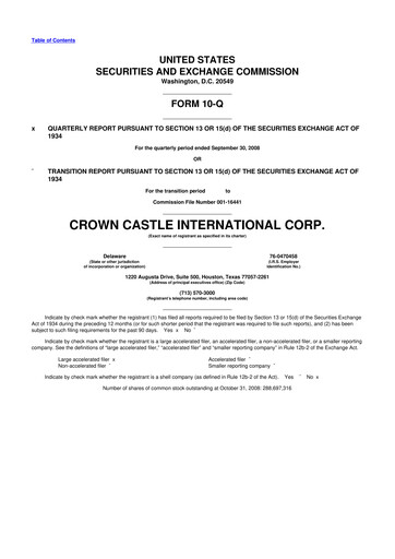 Thumbnail Crown Castle 10-Q Quarterly Report FY 