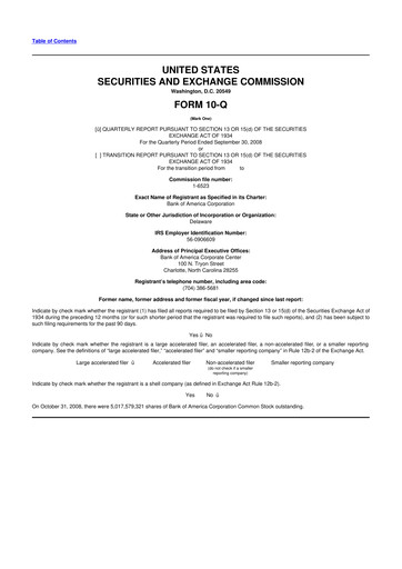 Thumbnail Bank of America  10-Q Quarterly Report FY 