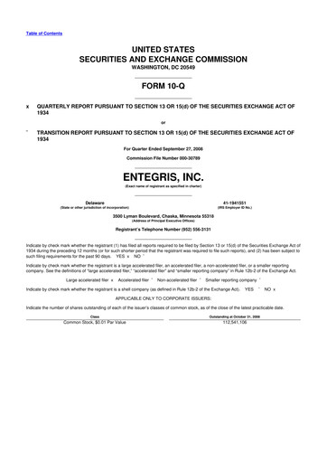 Vorschaubild Entegris 10-Q Quartalsbericht  