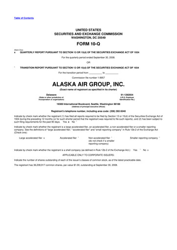 Thumbnail Alaska Airlines
 10-Q Quarterly Report FY 