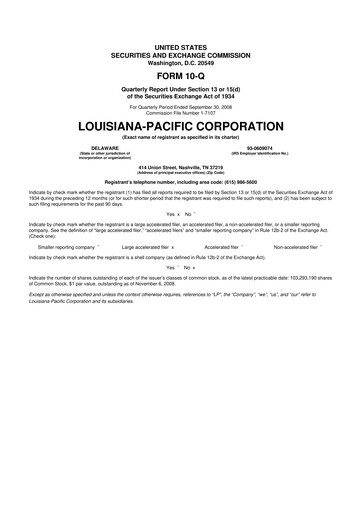 Thumbnail Louisiana-Pacific
 10-Q Quarterly Report FY 