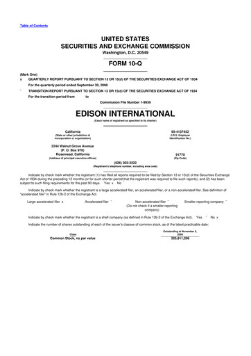 Thumbnail Edison International
 10-Q Quarterly Report FY 