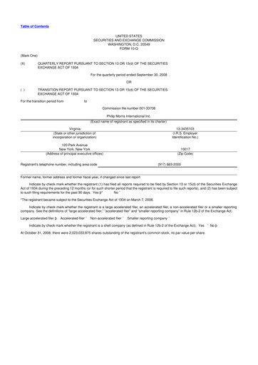 Vorschaubild Philip Morris International 10-Q Quartalsbericht  