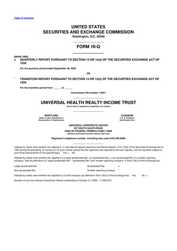 Thumbnail Universal Health Realty Income Trust 10-Q Quarterly Report FY 