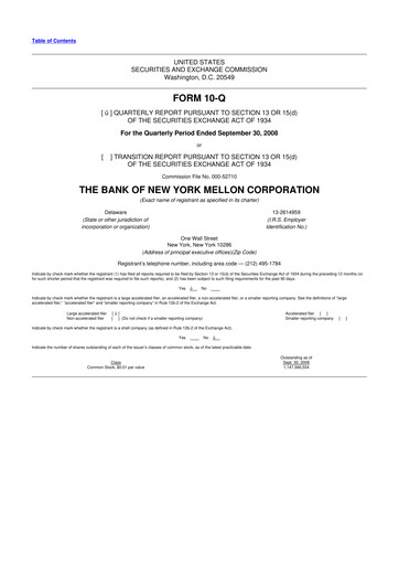 Thumbnail BNY Mellon (Bank of New York Mellon) 10-Q Quarterly Report FY 