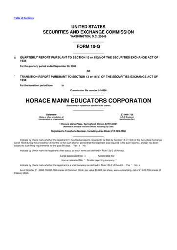 Thumbnail Horace Mann Educators 10-Q Quarterly Report FY 