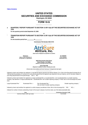 Miniature AtriCure 10-Q Rapport trimestriel  