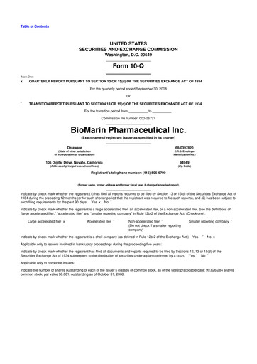Thumbnail BioMarin Pharmaceutical 10-Q Quarterly Report FY 