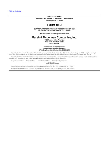 Thumbnail Marsh & McLennan Companies 10-Q Quarterly Report FY 