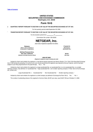 Thumbnail NETGEAR 10-Q Quarterly Report FY 