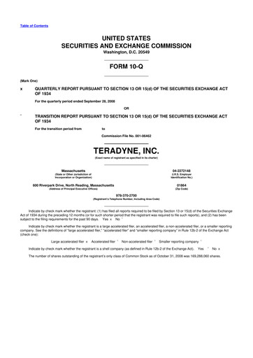 Thumbnail Teradyne 10-Q Quarterly Report FY 