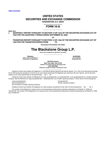 Thumbnail Blackstone Group 10-Q Quarterly Report FY 