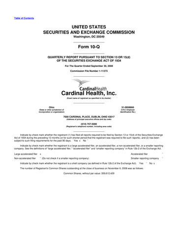 Thumbnail Cardinal Health 10-Q Quarterly Report FY 