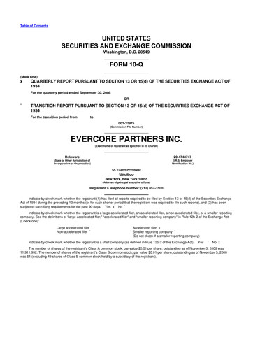 Vorschaubild Evercore 10-Q Quartalsbericht  