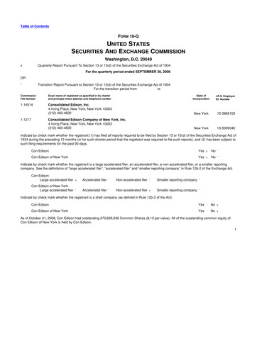 Thumbnail Consolidated Edison 10-Q Quarterly Report FY 