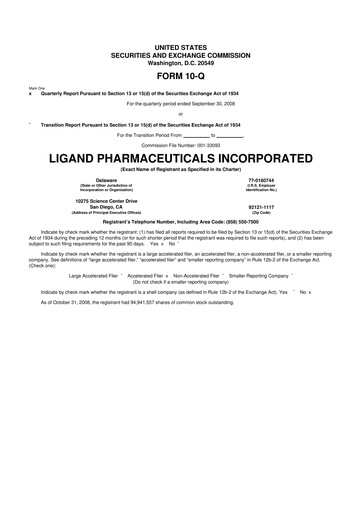 Thumbnail Ligand Pharmaceuticals 10-Q Quarterly Report FY 
