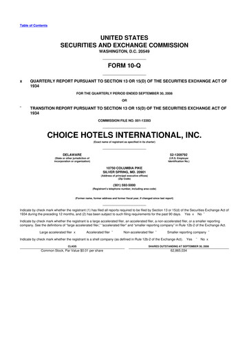 Thumbnail Choice Hotels International 10-Q Quarterly Report FY 