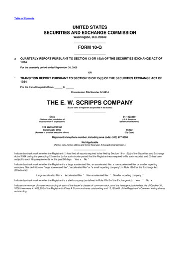 Thumbnail E. W. Scripps Company
 10-Q Quarterly Report FY 