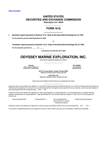 Thumbnail Odyssey Marine Exploration 10-Q Quarterly Report FY 