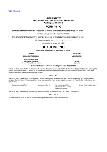 Thumbnail DexCom 10-Q Quarterly Report FY 
