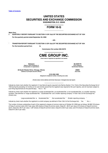 Thumbnail CME Group 10-Q Quarterly Report FY 