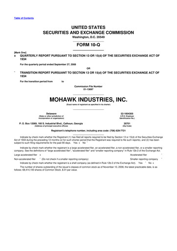 Thumbnail Mohawk Industries
 10-Q Quarterly Report FY 