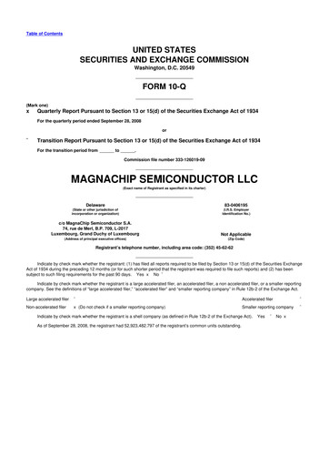 Miniature Magnachip Semiconductor 10-Q Rapport trimestriel  