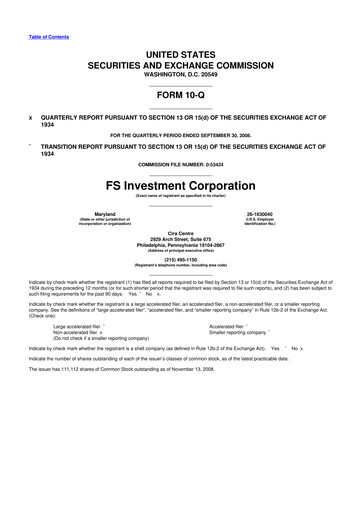 Thumbnail FS KKR Capital
 10-Q Quarterly Report FY 