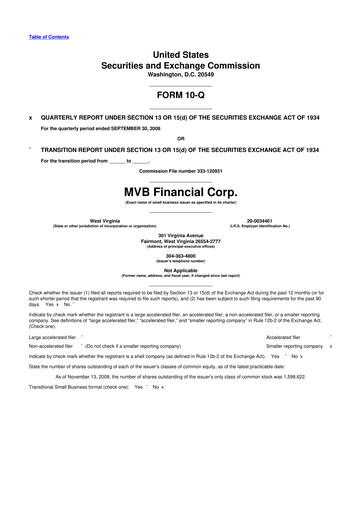 Thumbnail MVB Financial 10-Q Quarterly Report FY 