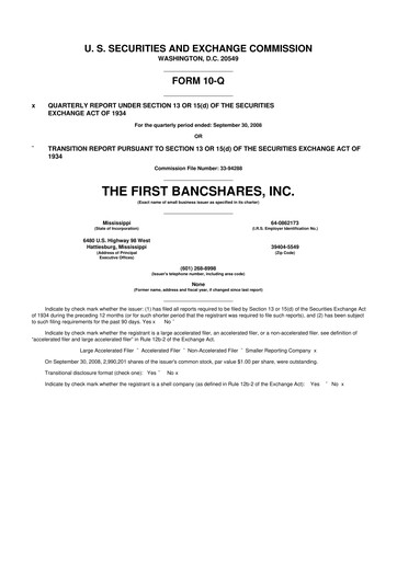 Miniature The First Bancshares 10-Q Rapport trimestriel  