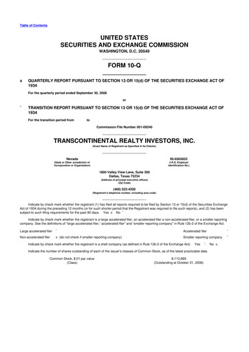 Thumbnail Transcontinental Realty Investors 10-Q Quarterly Report FY 