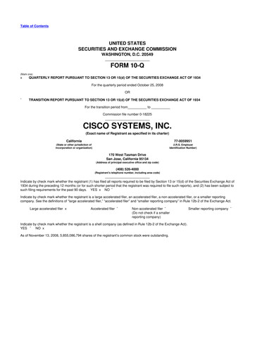 Thumbnail Cisco 10-Q Quarterly Report FY 