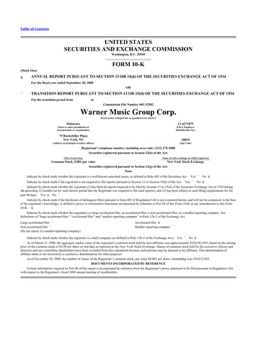 Thumbnail Warner Music Group
 10-K Annual Report 